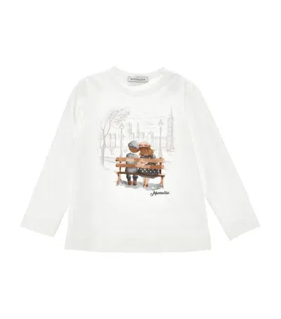 Monnalisa Kids' Graphic-print Long-sleeve T-shirt In White