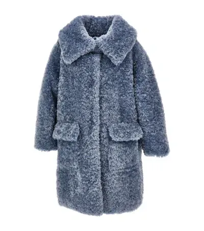 Monnalisa Kids' Longline Teddy Coat In Blue