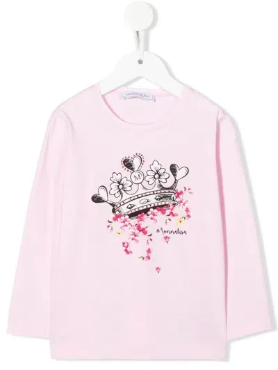 Monnalisa Mickey-motif Cotton T-shirt In Pink