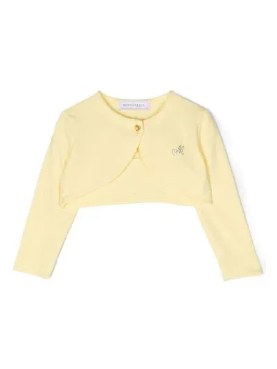 Monnalisa Babies' Gem-logo Cropped Cardigan In Gelb