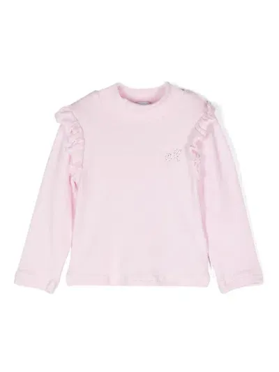 Monnalisa Babies' Rhinestone-logo Sweater In Pink