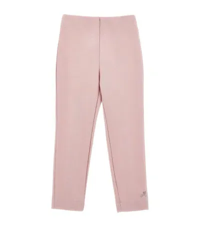 Monnalisa Kids' Rhinestone-monogram Jersey Leggings In Pink