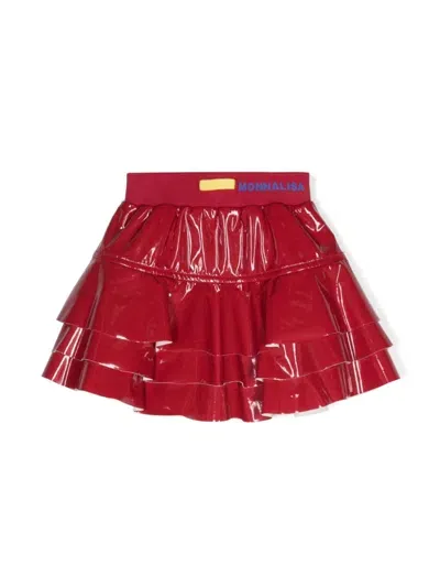 Monnalisa Kids' Ruffled High-waist Miniskirt In Red