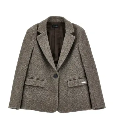 Monnalisa Kids' Single-breasted Blazer In Gray