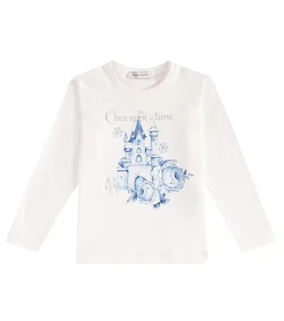 Monnalisa Kids' T-shirt St. Castle Aus Einem Baumwollgemisch In Weiss