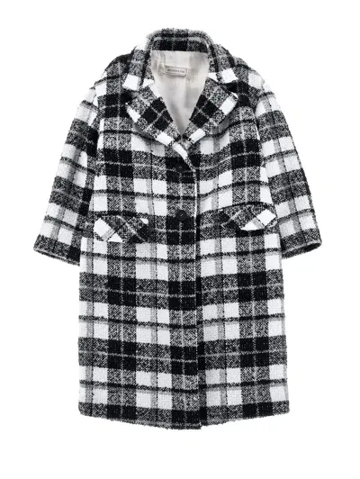 Monnalisa Kids' Bouclé Check Overcoat (2-12 Years) In Cream + Black