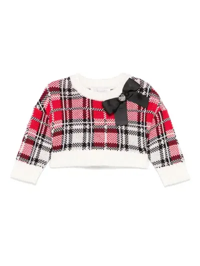 Monnalisa Babies' Tartan-check Sweater In Red