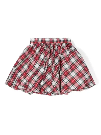 Monnalisa Kids' Tartan Taffeta Skirt In Red