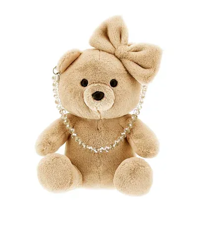 Monnalisa Kids' Teddy Bear Top-handle Bag In Beige