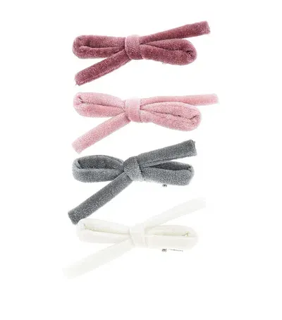 Monnalisa Kids' Velvet Bow Clips In Neutral