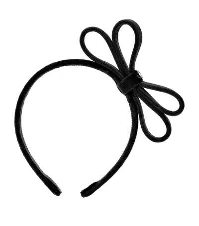 Monnalisa Kids' Velvet Double-bow Headband In Black