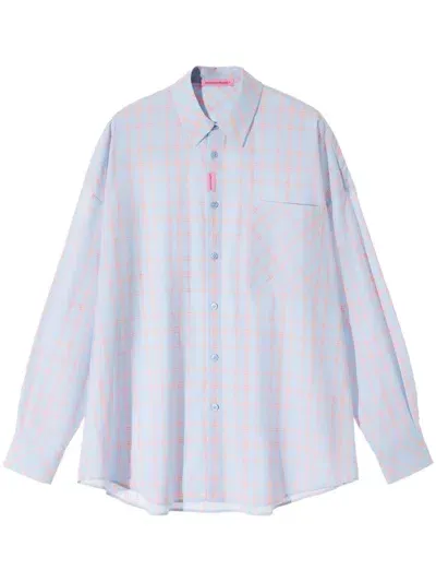 Monochrome Check Pattern Shirt In Blue