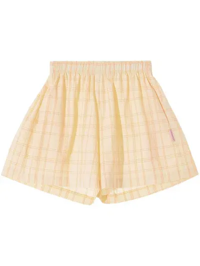 Monochrome Check Pattern Short Shorts In Yellow