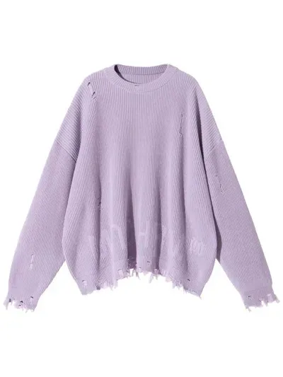 Monochrome Distressed-effect Jumper In Purple