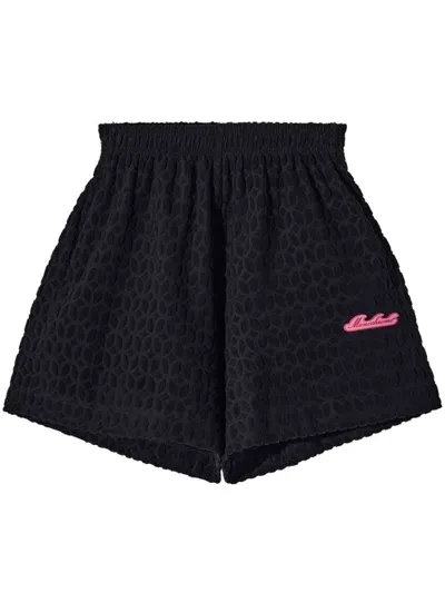 Monochrome Embroidered Logo Short Shorts In Black