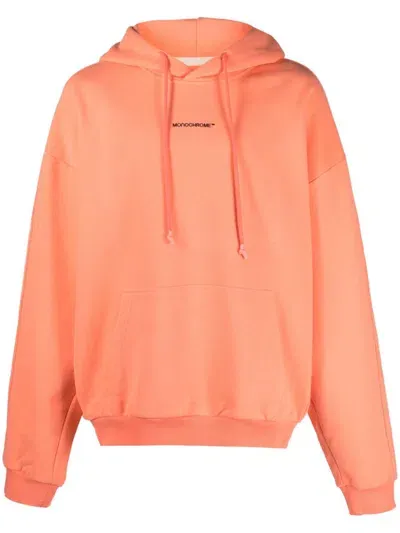 Monochrome Logo-print Drawstring Hoodie In Salmon