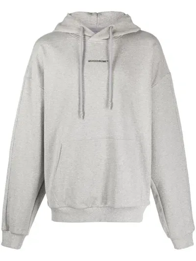 Monochrome Logo-print Hoodie In Grey