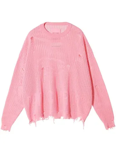 Monochrome Ripped Detailing Sweatshirt In Pink