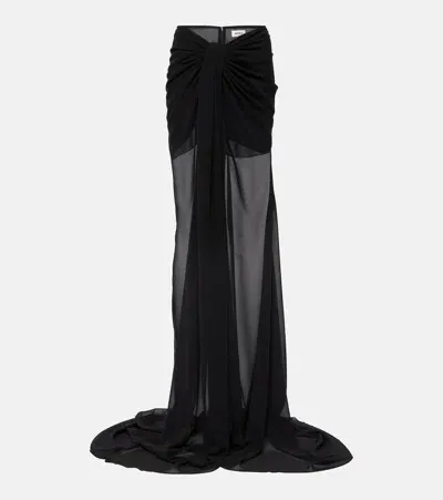 Monot Draped Crêpe Maxi Skirt In Black