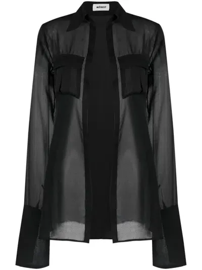 Monot Georgette Semi-sheer Shirt In Black