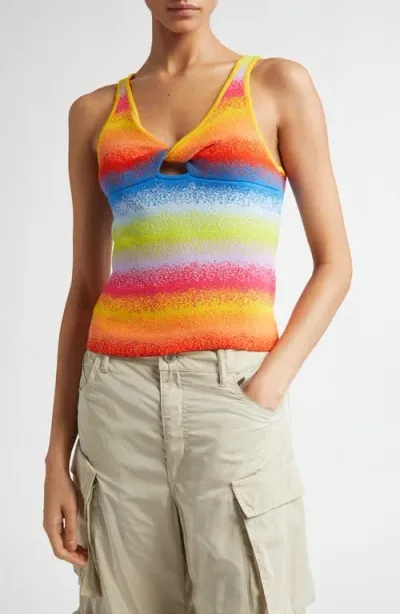 Monse Blurry Stripe Jacquard Sweater Tank In Yellow Multi