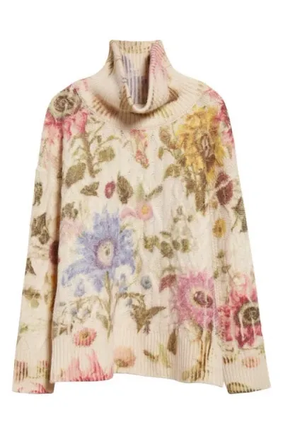 Monse Chunky Floral Wool Turtleneck Sweater In Multi