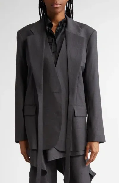 Monse Crisscross Stretch Wool Blazer In Charcoal