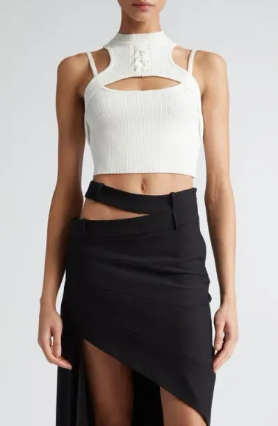 Monse Cutout Crop Racerback Sweater In Ivory