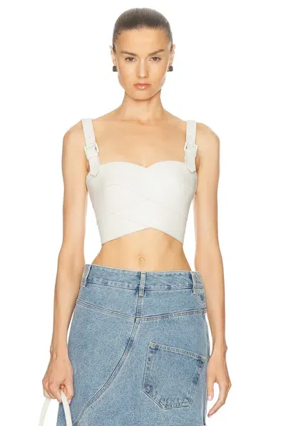 Monse Leather Belt Bustier Top In Ivory