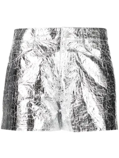 Monse Metallic Mini Skirt In Silver