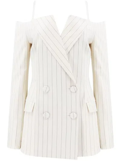 Monse Stripe Off-shoulder Blazer In Neutrals