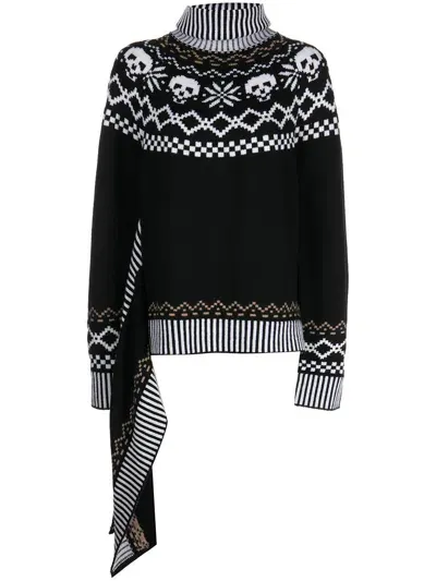 Monse Wool Intarsia-knit Roll-neck Jumper In Black