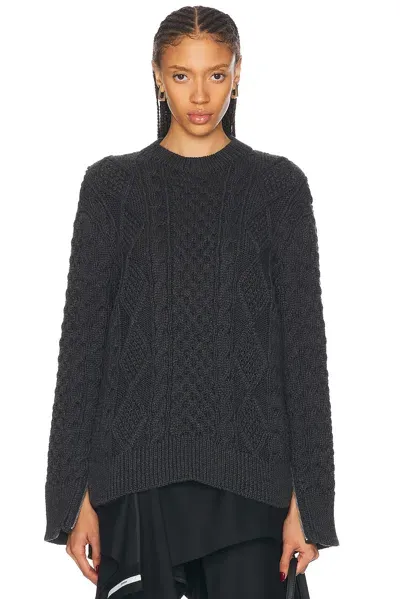 Monse Zipper Oversized Sweater In Charcoal