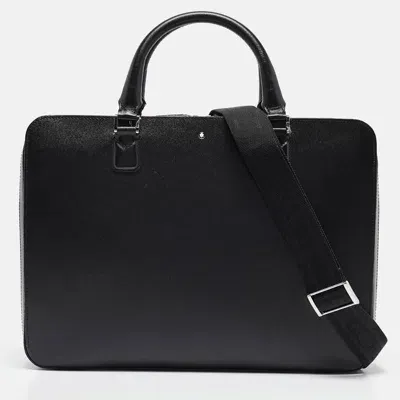 Pre-owned Montblanc Black Leather Meisterstuck Briefcase