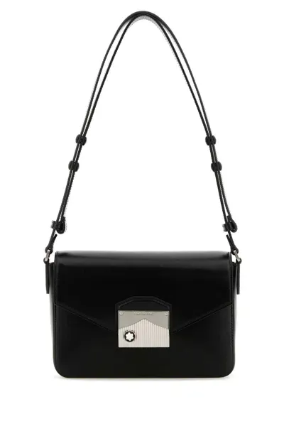 Montblanc Black Leather Meisterstuck Shoulder Bag In 000