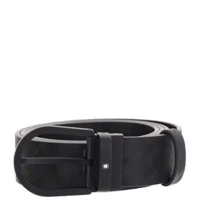 Montblanc Logo Detailed Buckled Belt In Black