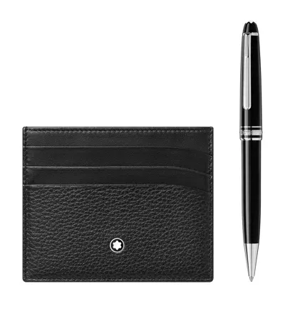 Montblanc Meisterstück Platinum-coated Classique Ballpoint Pen And Meisterstück Card Holder Set In Black