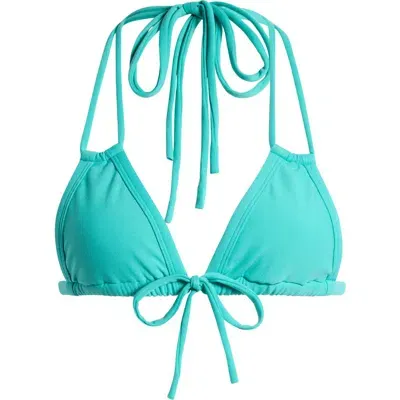 Montce Euro Bow Triangle Bikini Top In Teal