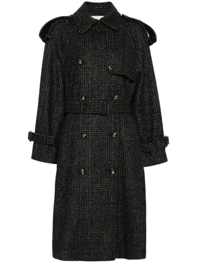 Montecore Check Trench Coat In Gray