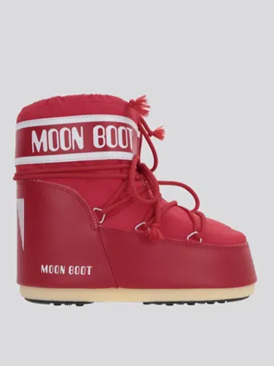 Moon Boot Flat Ankle Boots  Woman Color Red In Rot