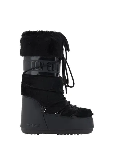 Moon Boot Shell And Rubber Snow Boots In Black