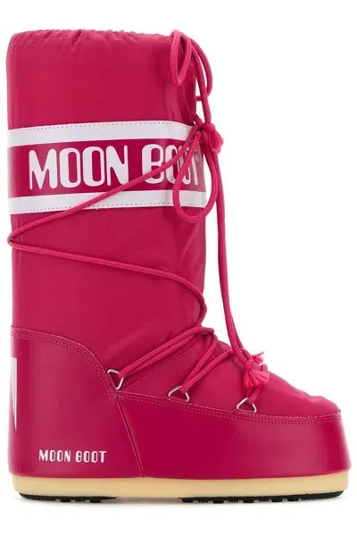 Moon Boot Icon Logo Printed Lace In Pink