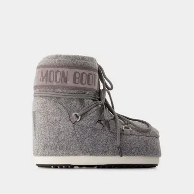 Moon Boot Icon Low Felt Boots In Grey