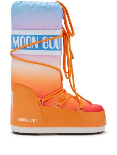 Moon Boot Icon Rainbow Padded Boots In Orange