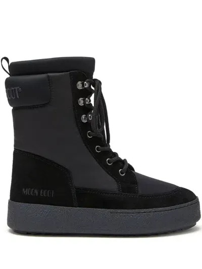 Moon Boot Ltrack Padded Combat Boots In Black