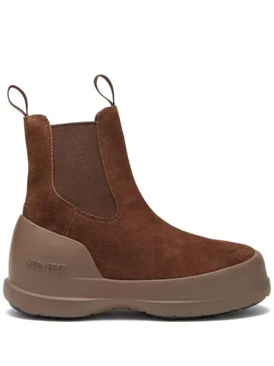 Moon Boot Luna Chelsea Suede Ankle Boots In Brown