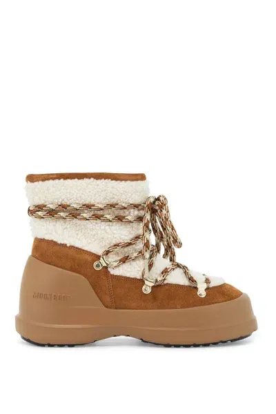 Moon Boot Luna Suede And Shearling Ankle Boots. In Brown