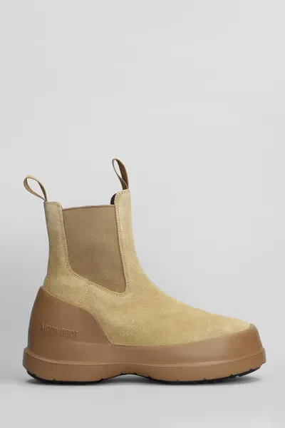 Moon Boot Mb Luna Chelsea Ankle Boots In Leather Color Suede In Yellow