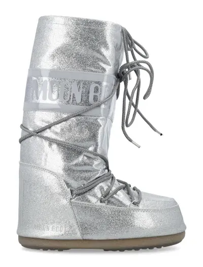 Moon Boot Men's Classic Icon Glitter Sneaker In Silver