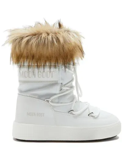 Moon Boot Track Monaco Faux-fur Trim Boots In White